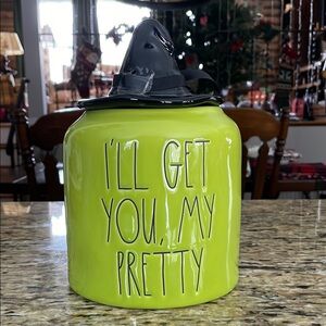 Rae Dunn Wizard of Oz “I’ll Get You, My Pretty” Canister with Witch Hat Lid